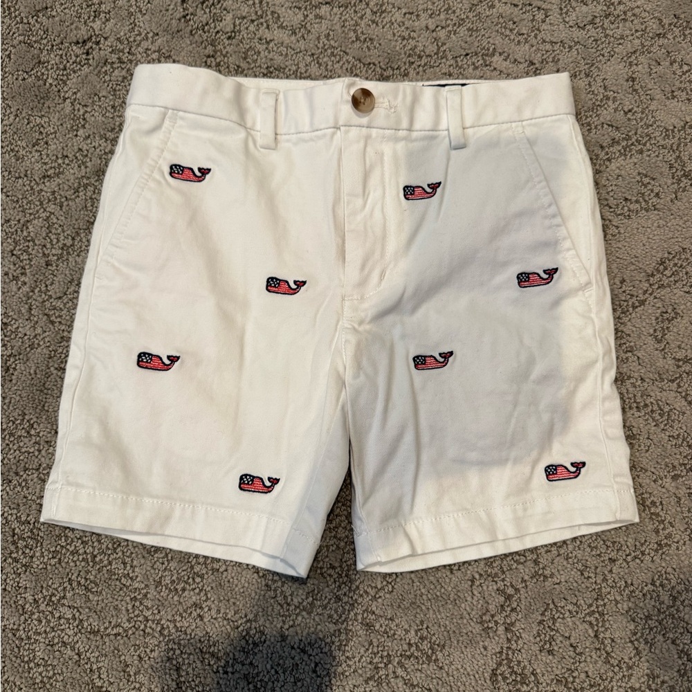 Vineyard Vines Red, White and Blue Shorts with Embroidered Whales